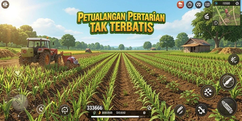 Tampilan screenshot game 333666 yang menampilkan aktivitas bertani yang menyenangkan.