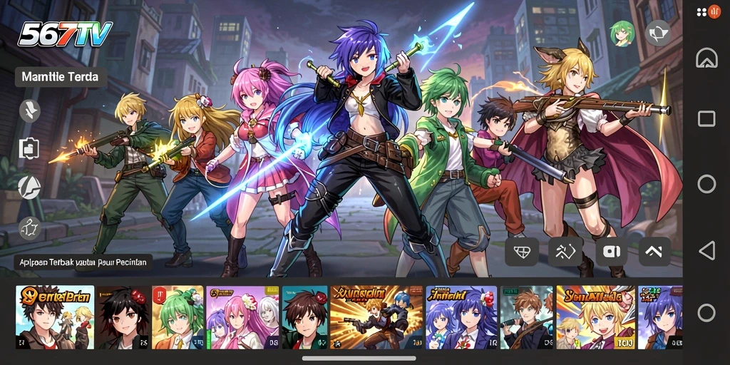 Screenshot 567TV menampilkan gameplay anime berkualitas tinggi.