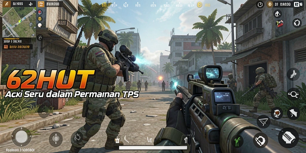 Tampilan gameplay menarik dari 62HOT dengan aksi TPS seru.