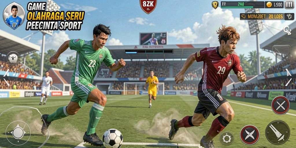 Screenshot gameplay 8ZK menampilkan pemain beraksi dalam pertandingan olahraga.