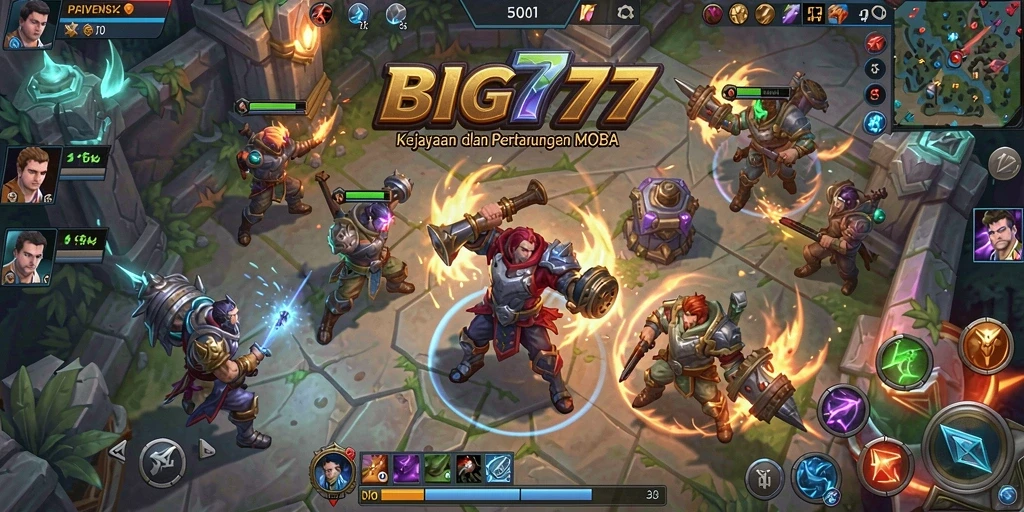 Screenshot dari aksi seru di BIG777 dengan gameplay MOBA.