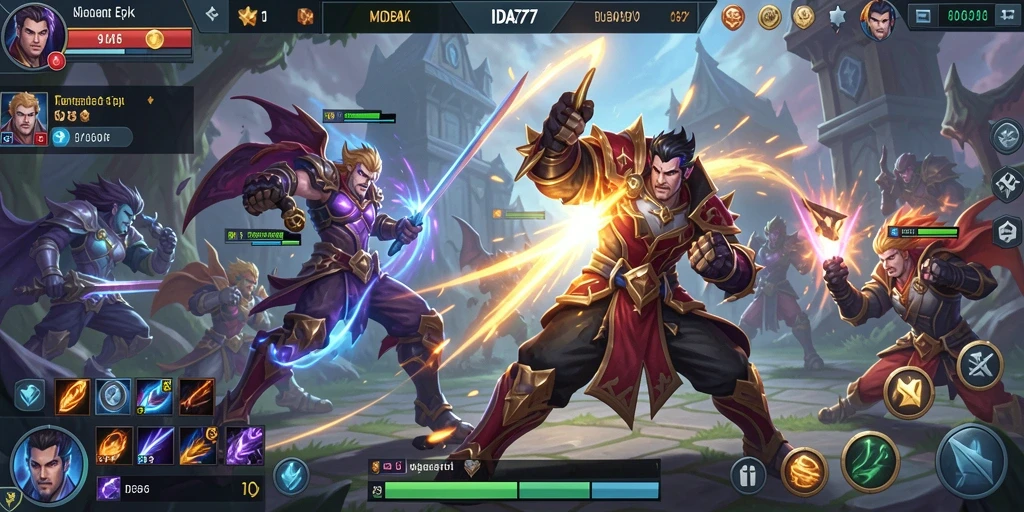 Screenshot gameplay menampilkan aksi seru dalam arena MOBA.