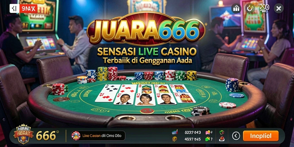 Screenshot gameplay JUARA666 yang menampilkan suasana kasino langsung.