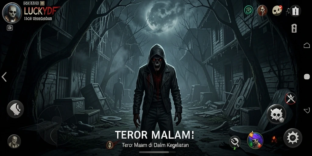 Screenshot LUCKYDF menunjukkan suasana mencekam dengan gameplay yang menegangkan.