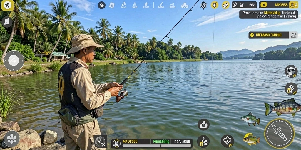 Tampilan utama MPO555 menampilkan gameplay memancing yang seru dan menantang.