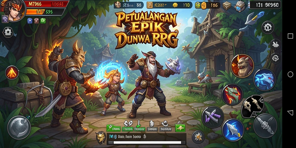 Tangkapan layar utama MT966 menunjukkan pertarungan epik dalam dunia RPG yang menakjubkan.