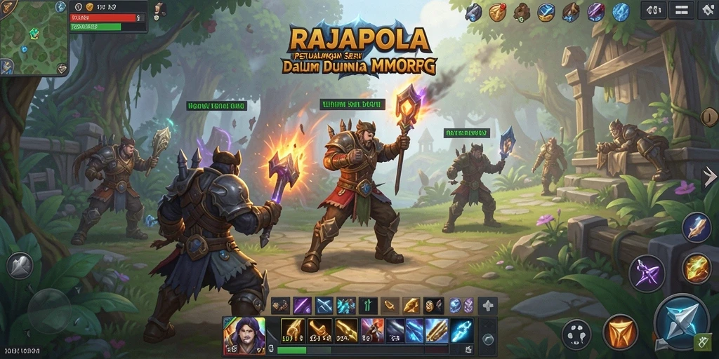 Screenshot utama RAJAPOLA menampilkan pertempuran yang mendebarkan dalam dunia MMORPG.