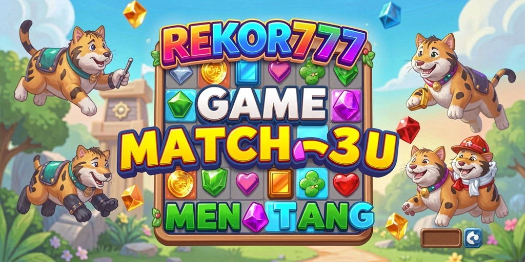 Tampilan gameplay menarik di REKOR777 dengan objek warna-warni.