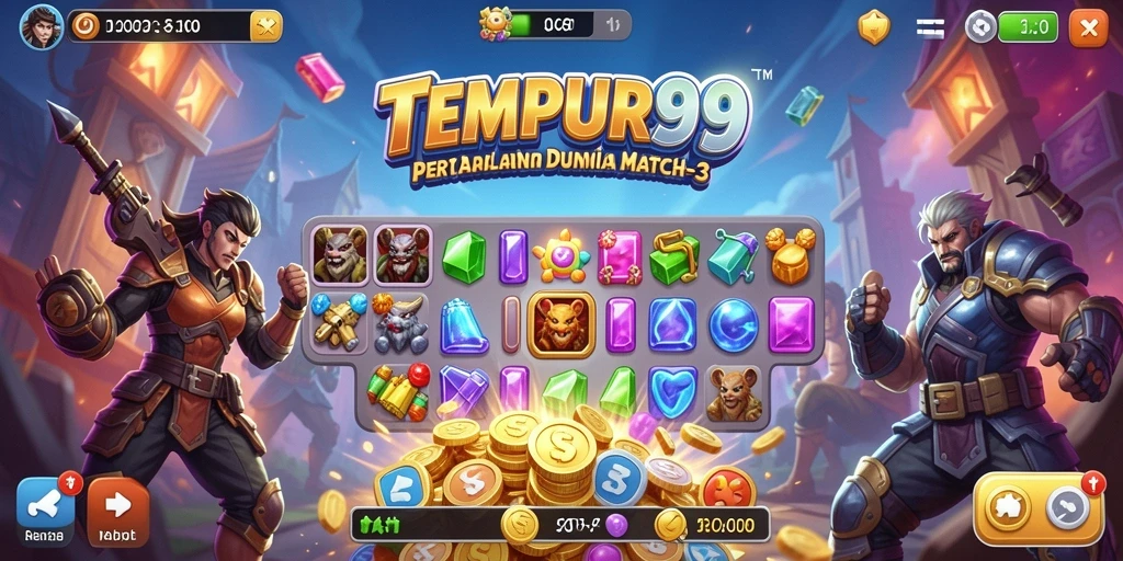 Tampilan gameplay menarik dari TEMPUR99 dengan tantangan Match-3.