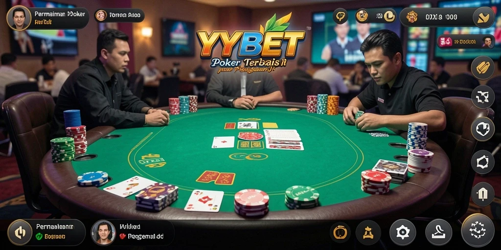 Tampilan gameplay Poker yang mendebarkan dan interaktif.